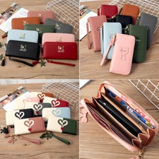 Women's Travel Medium Zip Around Phone Holder Wallet Leather Clutch Purse Bag US