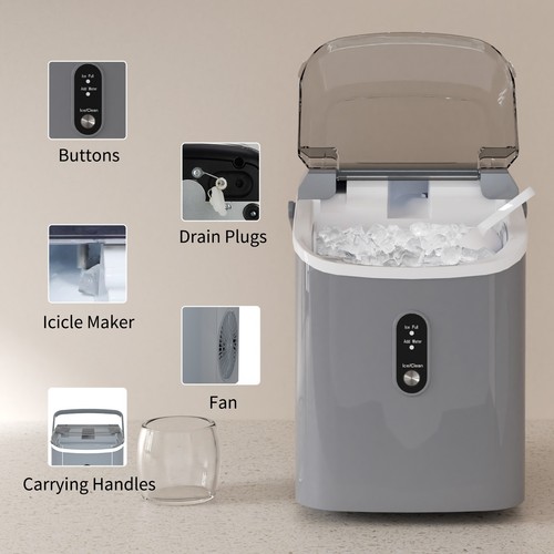 YUKOOL Macchina per il Ghiaccio da Scrivania, Portatile, 34Lbs/24H, Cubetti di Ghiaccio Masticabili,Autopulente - Foto 40 di 63