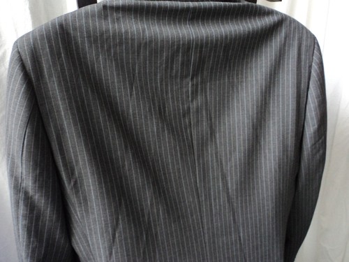 Bachrach 2 BTN Gray Pinstripe sz 43 L SUIT PLEATED 40 X 31 - Picture 4 of 12