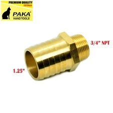  1.25" Hose Barb x 3/4" Male NPT Brass Adapter Threaded  Fitting Fuel/Water/Air