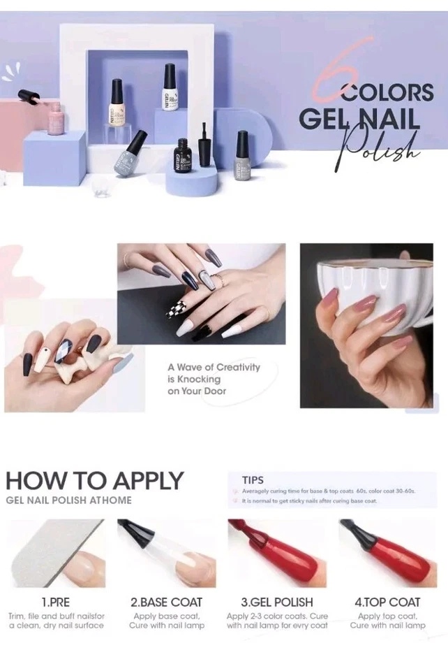 Gellen Soak Off Esmalte de Uñas Set de Seis Botellas de 6 ml - Nuevo Foto 2 de 4