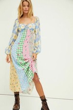 BNWT Rixo Ivy Rainbow Floral Puff Sleeve Dress Size S UK 10