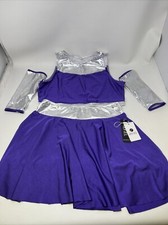 Dance Costume iEfiel purple/silver skirt, top and 2 sleeves NWT meas in desc 