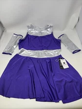 Dance  Costume iEfiel purple/silver skirt, top and 2 sleeves NWT (meas in desc)