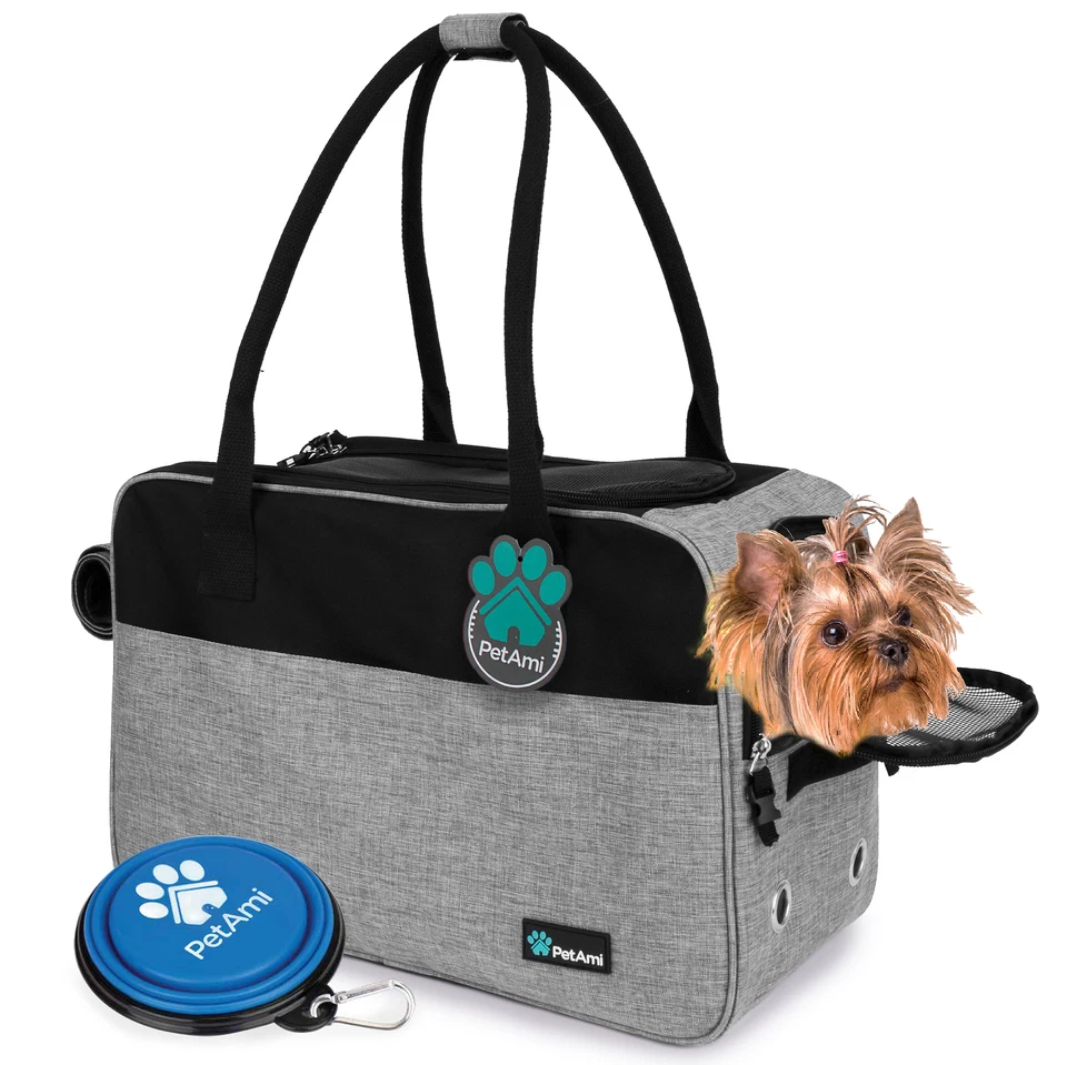 PETAMI Pet Dog Cat Carrier Bag Soft Sided Comfort Travel Tote Case Airline Approved US