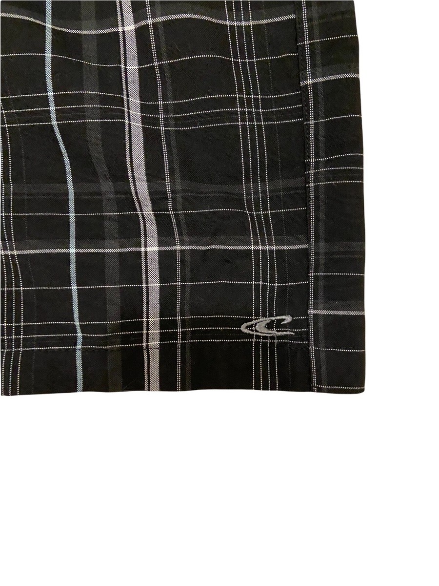 O'Neill Plaid Shorts Black Mens Size 36 Excellent Condition