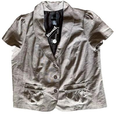 First Option  Blazer Jacket/coat  Brown Open Front Button Women's 1X Pockets NWT