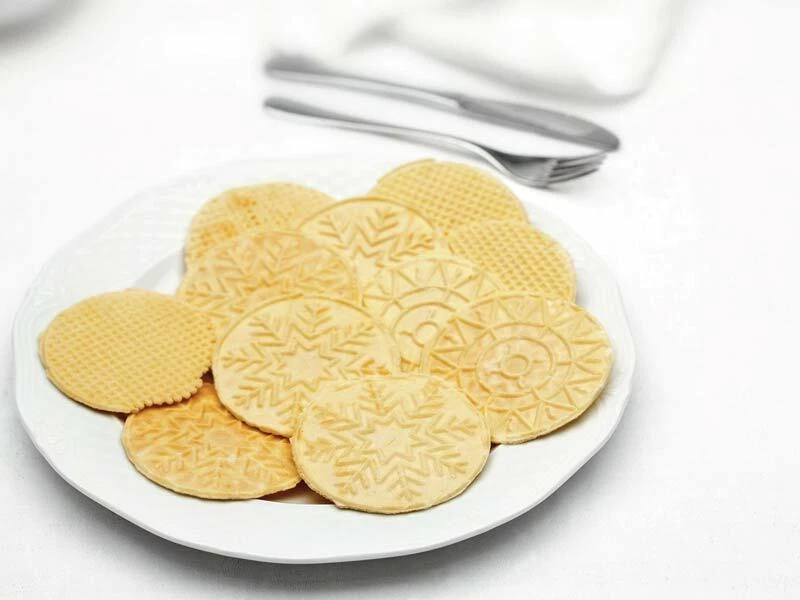 Ferro piastra stampo elettrico cialde sottili 3 pezzi biscottiera dolci ostie - Immagine 2 di 3