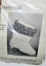 Dexter's Leewards SANTA'S BOOT Blue Sequin Bead Christmas Ornament Kit Vtg
