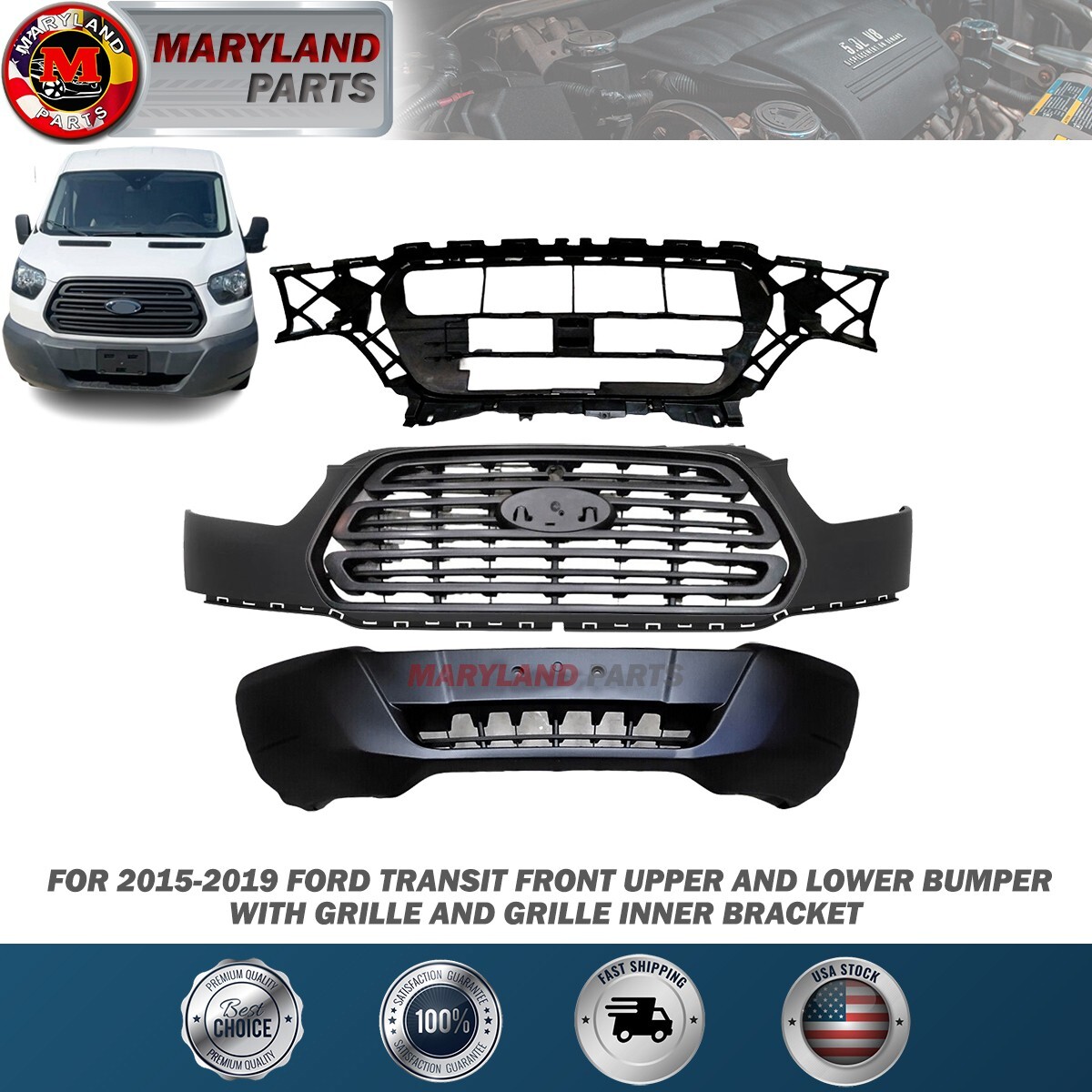 2211150 For 2015-2019 Ford Transit Front Bumper Kit Vintage Part Performance ...