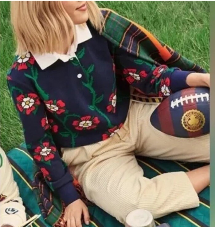 FILA Nuovo ROWING BLAZERS x TARGET piccolo floreale ritagliato rugby maglia top maglione collab