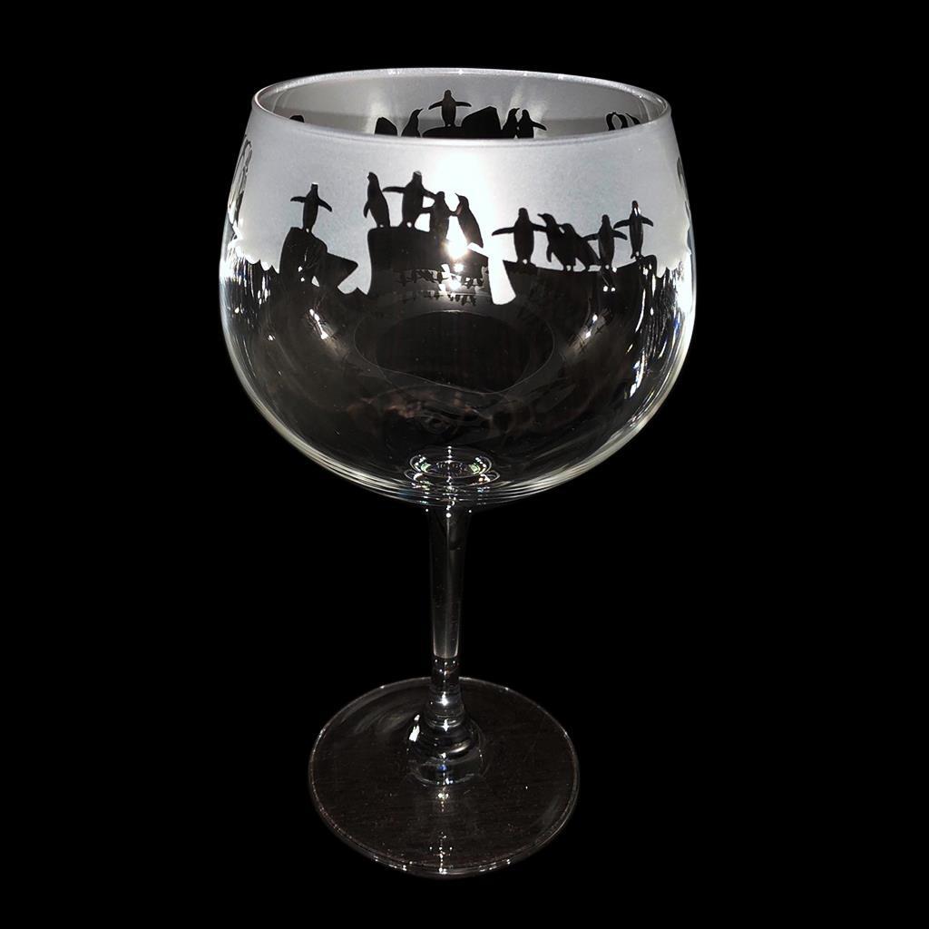 Animo Gin Glass Hand Etched Crystal Animal Balloon Tumbler Spirit Gift Penguin