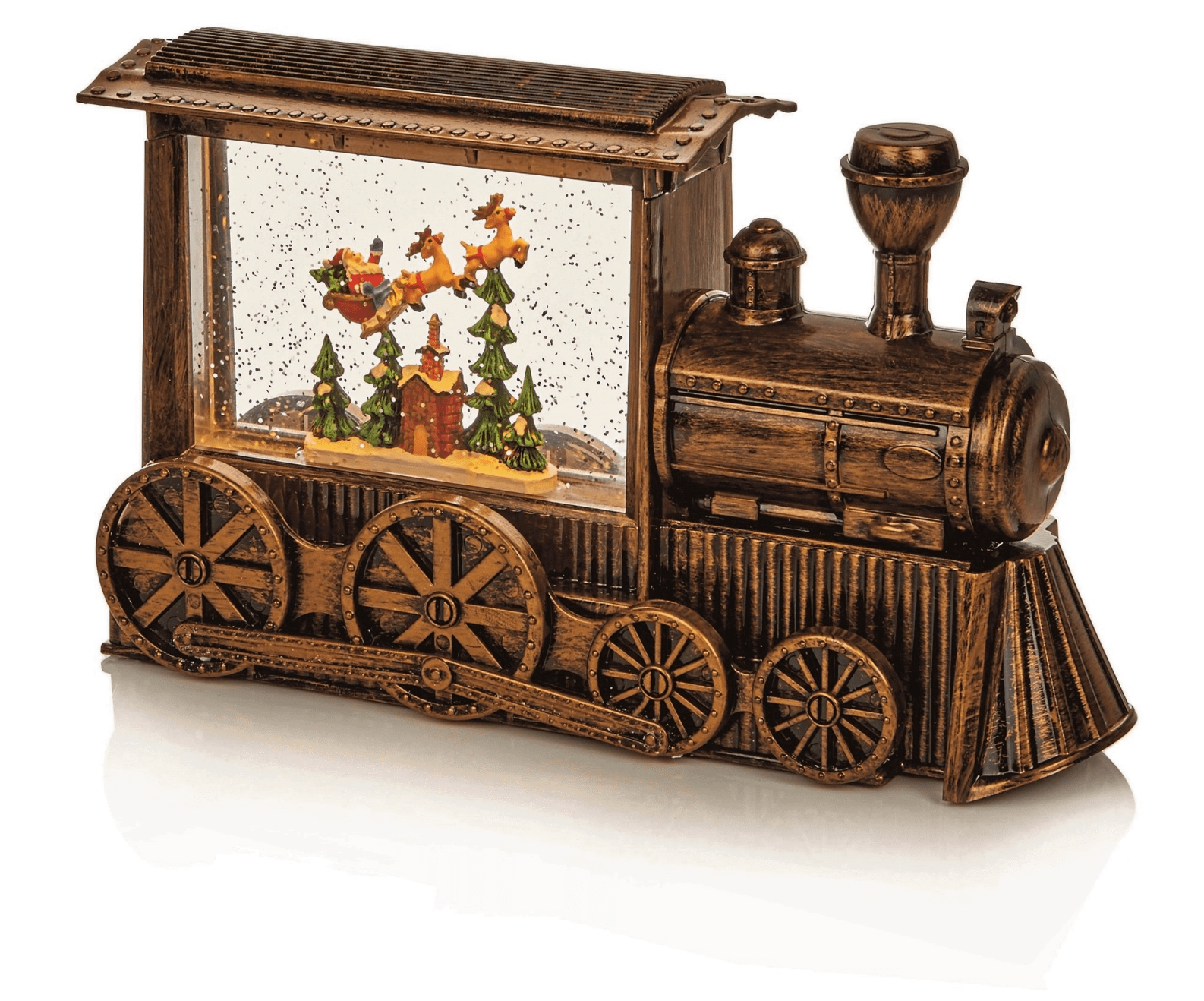 Premier Battery Operated Gold Train Water Spinner with Santa Sleigh & Reindeer
