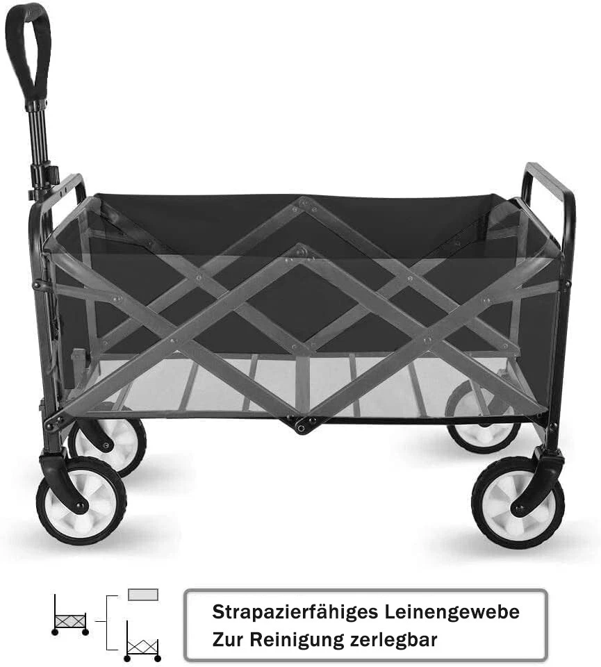 Bollerwagen Faltbar Offroad Transportwagen Handwagen Strandwagen 150 KG Schwarz - Bild 4 von 4