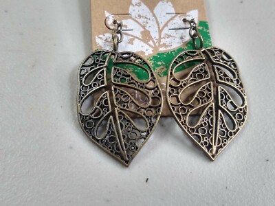 Lily Bloom leaf frond earrings on card 