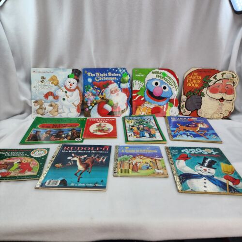 Lot 12 Vintage Collectable Holiday Christmas Book 1970-90s Little Golden Sticker
