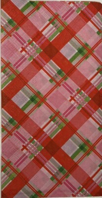 two Individual paper dinner Decoupage napkins Christmas Plaid Red Green Pink