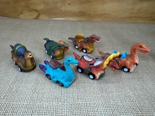 Lot of 6 Toy Pullback Dinosaur Racing Cars