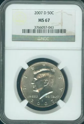 2007 D KENNEDY HALF DOLLAR NGC MS67 BUSINESS STRIKE 2ND FINEST REGISTRY  *