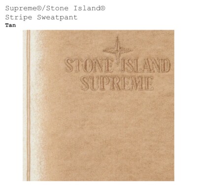Brand New Supreme® x Stone Island® Stripe Sweatpant Pants - Tan