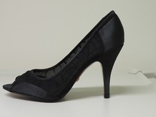 High Heel , Gr. 39, schwarz, Mesh-Satin, Absatz ca. 10 cm, rote Sohle, "Buffalo"