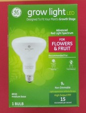 GE Grow LED Light Bulbs for Seeds and Greens, BR30 Indoor Floodlight, 9 Watts