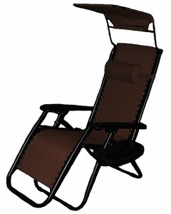 canopy sunshade gravity folding lawn zero patio holder chair cup brown