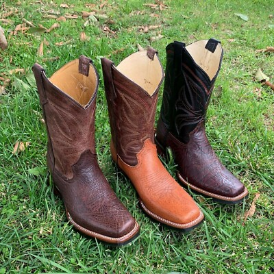 Saguaro Barefoot Stivali Da Uomo Western Cowboy | Pelle Di Pirarucu | Punta Quadrata | Cognac E Multi Colori Stivali REYWELT Cognac - Foto 4