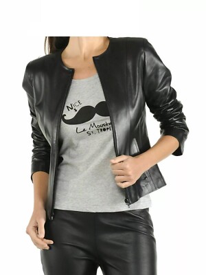 Women's Black Soft Lambskin Real Leather Biker Jacket Stylish Modern Jacket Coat