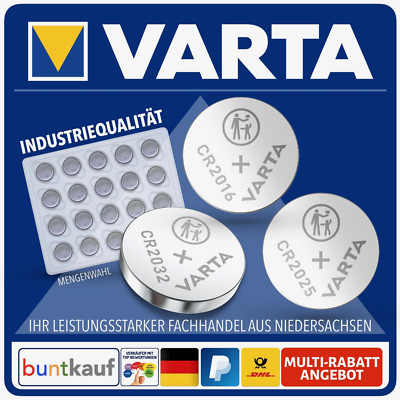 Knopfzelle Varta CR 2032 CR 2025 CR 2016 Batterie Industrieware Bulkware