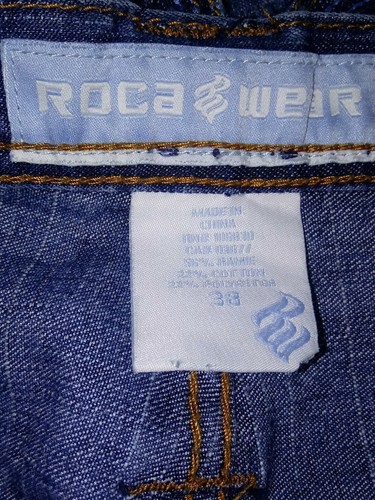 Roca wear Hipster Men's 38/21 Jeans Capri Medium Wash Straight Leg Embroidered - Picture 8 of 9