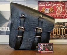Sacoche latérale Cuir véritable Aspect Croco moto custom harley breakout VN