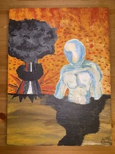 “WAR”Abstract Wall Art Acrylic Painting on Canvas Hand Painted Original 12 By 16