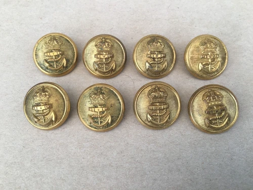 WW1 /2 Era Royal Navy Buttons, 8 x 23 mm Blazer Set (Ref 03)