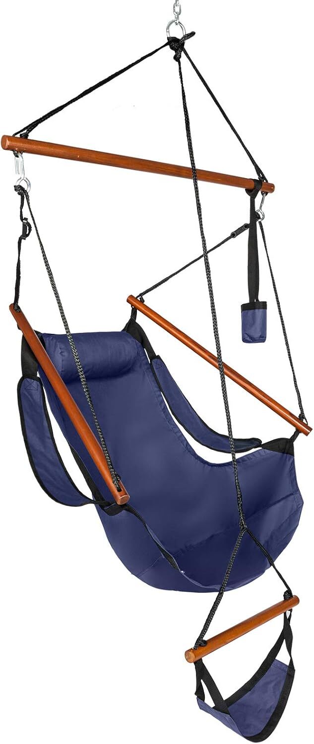 Swing Seat W/ Pillow, Drink Holder, Solid Wood