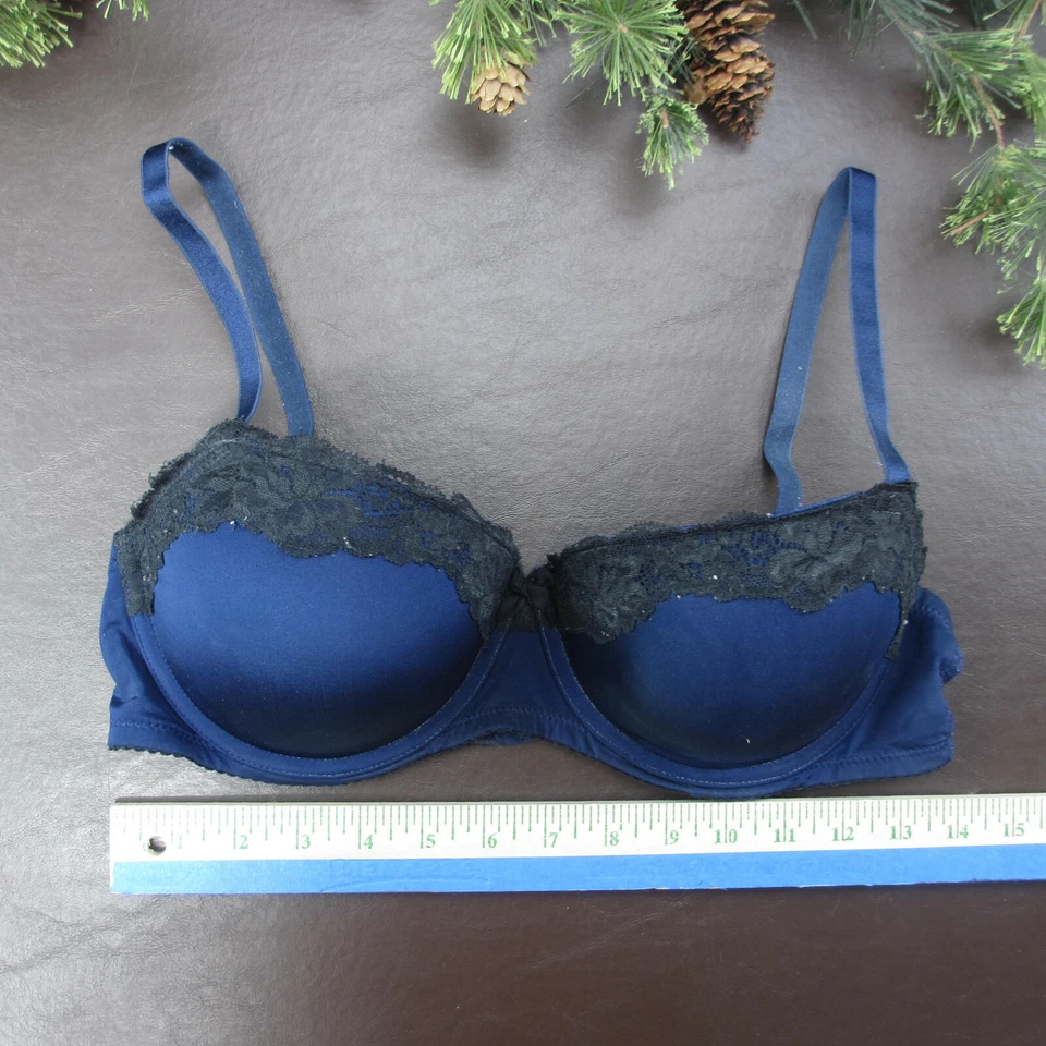 Sujetador Gilligan & O'Malley 36C Azul Encaje Acolchado Con Aros Cierre Ajustable Espalda Foto 2 de 4