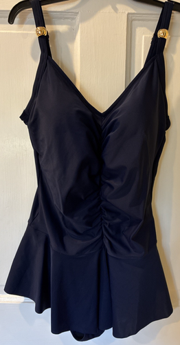 Jolidon One Piece Swimsuit Size XL D Cup NAVY Adjustable Strap NWOT