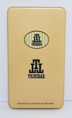 Trinidad Cigar Tin Flip-Open Box Dominican Republic Gold Tobacco Carry Case