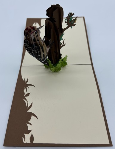 Woodpecker 3D Pop Up Card Bird Tree Nature Spring Woods Forest Glen Meadow Sun - Picture 2 of 4