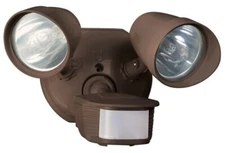 Security Floodlight 180° 2-Head, Motion-Sensing, Halogen, Bronze, Woods L6010BR
