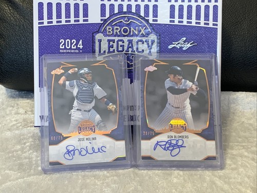 (2) 2024 LEAF A BRONX LEGACY NYC RON BLOMBERG & JOSE MOLINA YANKEES AUTO SP#/75 - Picture 6 of 6