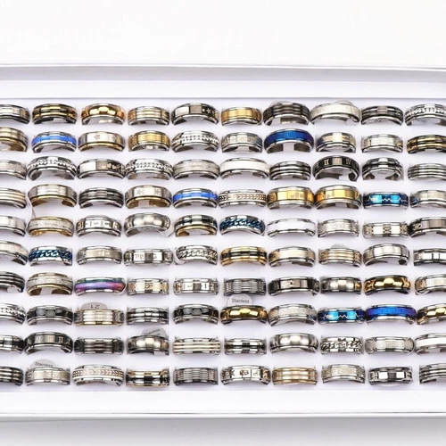 50pcs Stainless Steel Rings Wholesale Men Women Fashion Jewelry Ring lot