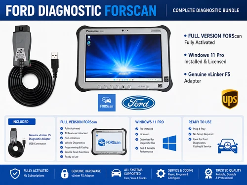 PANASONIC TOUGHPAD FORD DIAGNOSTIC FORSCAN License Vlinker Plug & Play W11 FZ-G1 - product listing photo