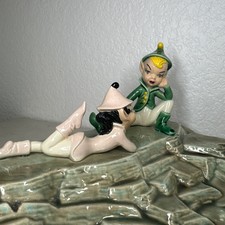 VINTAGE  Pixie Elf Boy & Girl Holland Mold Ceramic  1960 Pixie Elf Ashtray MCM