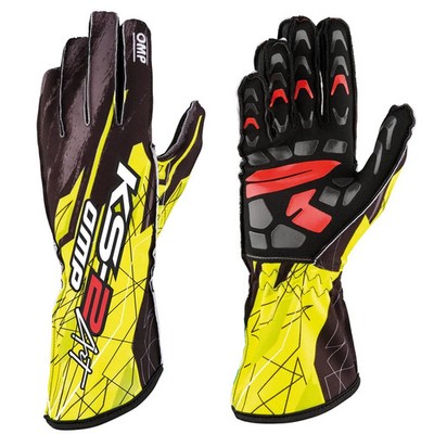 OMP KS-2 Art Kart Handschuhe schwarz & gelb Gr. M / 10