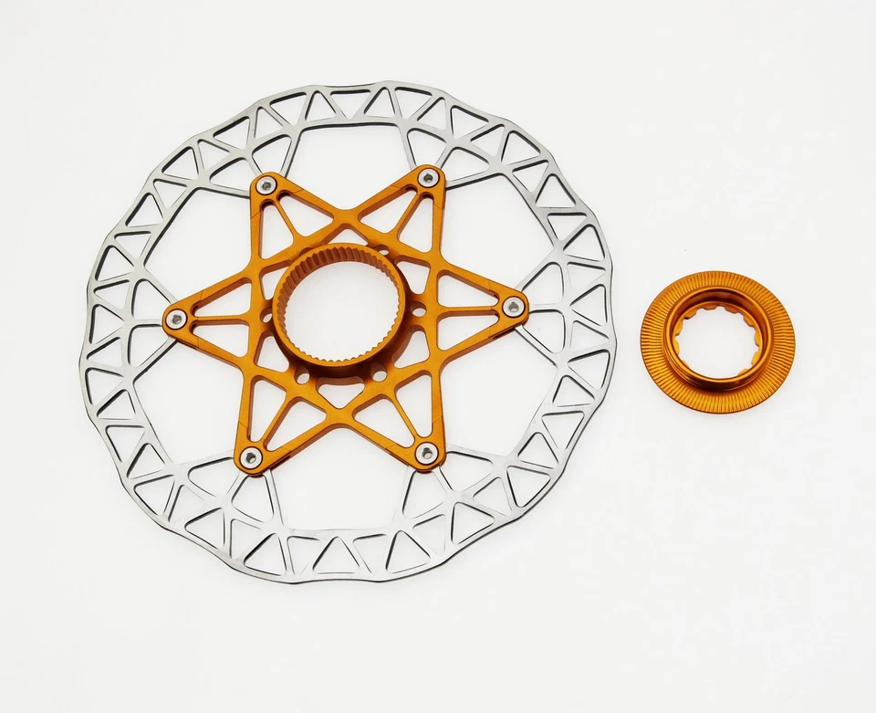 KCNC Nordit Road Cyclocross Bicycle Disc Brake Center-Lock Rotor 160mm 6" Gold - Image 3 of 4