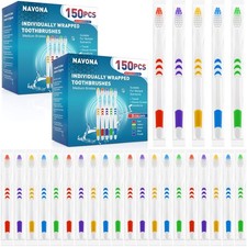 Navona 300 PCS Premium Toothbrushes Bulk, Individually Wrapped Toothbrushes, ...