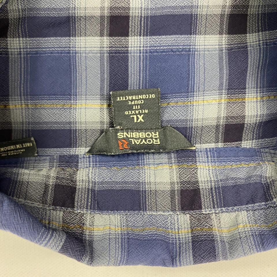 Royal Robbins Shirt Mens XL Blue Plaid Short Sleeve Relaxed Fit Nylon - Image 3 of 4