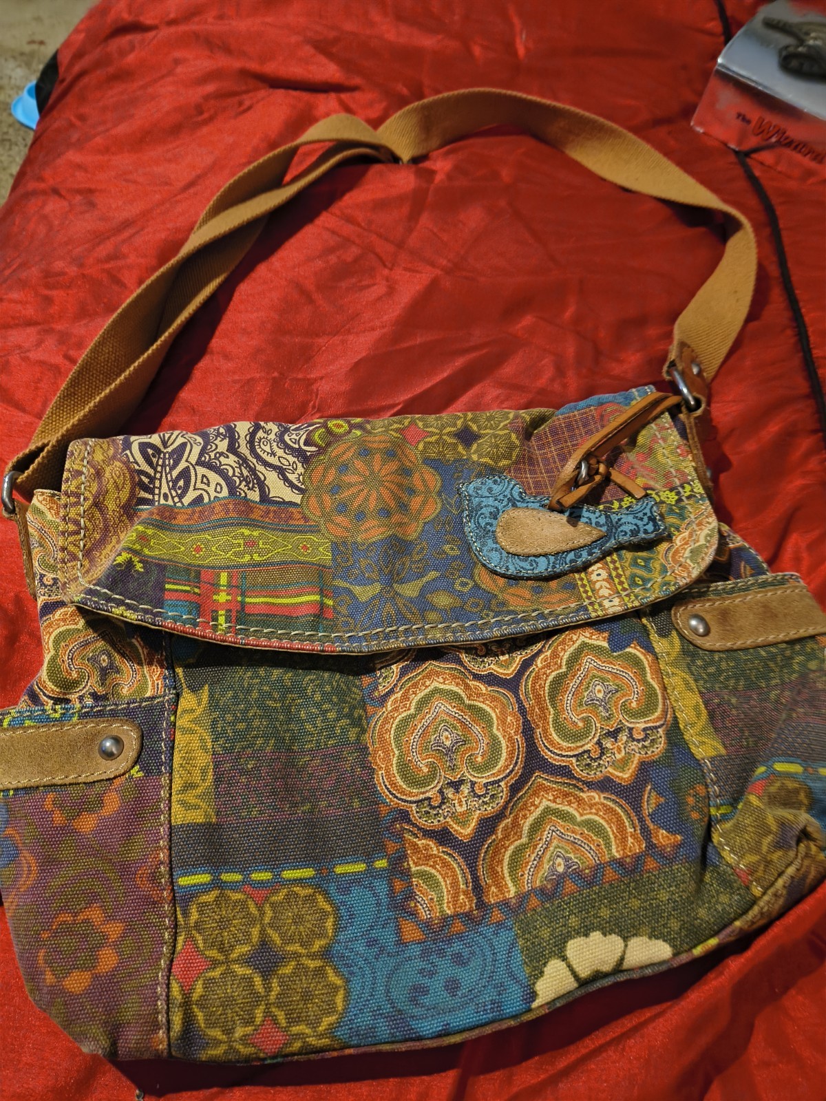 Fossil Patchwork Shoulder Bag Multicolor with Bro… - image 1