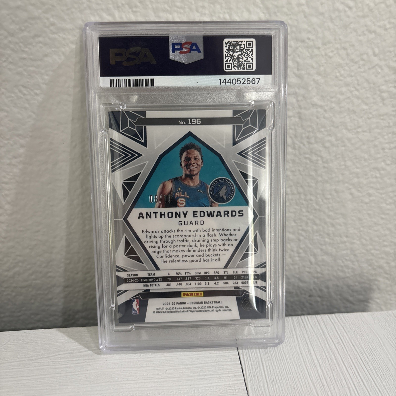 2024 Obsidian, Anthony Edwards Electric Edge Gold Flood Psa 9 /10 POP 2 view 2